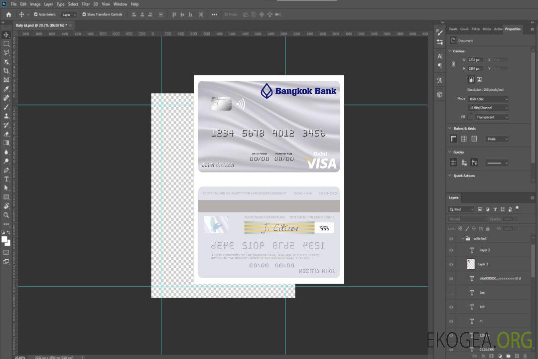 Carte de débit visa Thaïlande Bangkok Bank template Carte de débit visa Thaïlande Bangkok Bank template